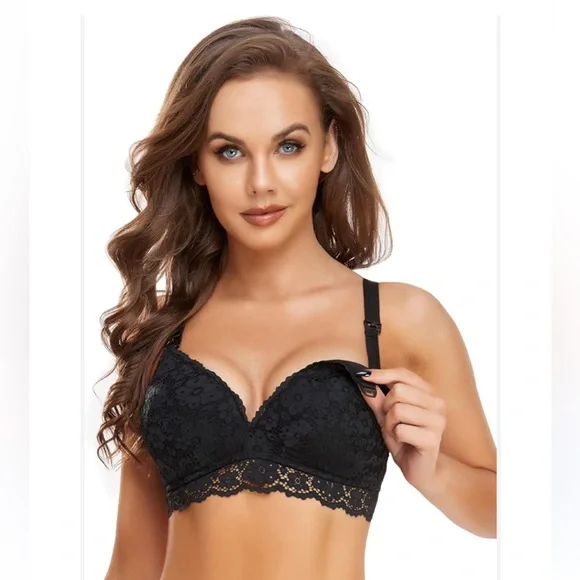MOMCOZY NURSING LACE WIRELESS BRA - Picture 1 of 7